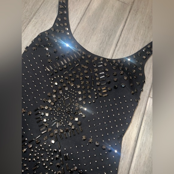 BEBE Black Stud Bling dress, luxury, Low Back, Size XS Extra Small, gorgeous! - Picture 3 of 16